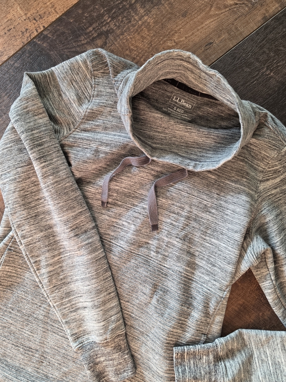 LL Bean Cowl Neck Pullover Heather Gray Sweatshirt Cozy Athleisure Size S